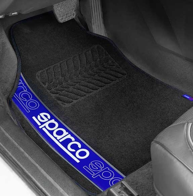 Alfombras de moqueta Sparco para coche con los logos azules — SPARCO  PURAVIDA SPORTWEAR