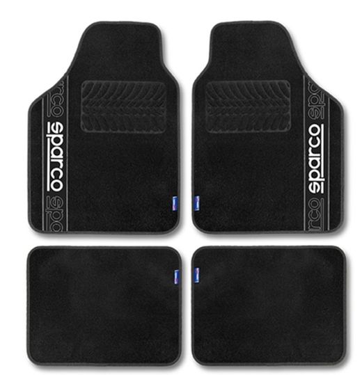 ALFOMBRAS DE MOQUETA SPARCO PARA COCHE CON LOS LOGOS BLANCOS