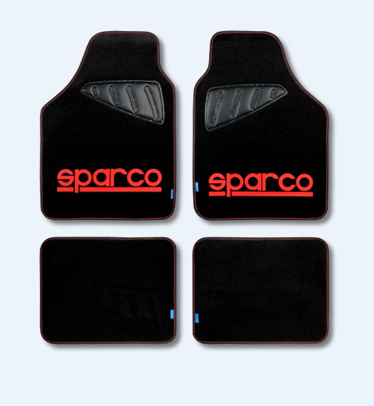 Alfombras de moqueta Sparco para coche con el logo rojo — SPARCO PURAVIDA  SPORTWEAR