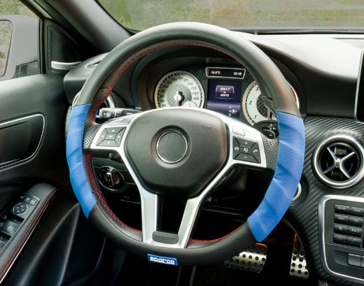 COUVRE-VOLANT SPARCO BLEU/NOIR