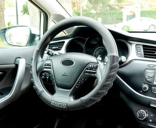 HOUSSE DE VOLANT DE VOITURE EN PVC NOIR SPARCO