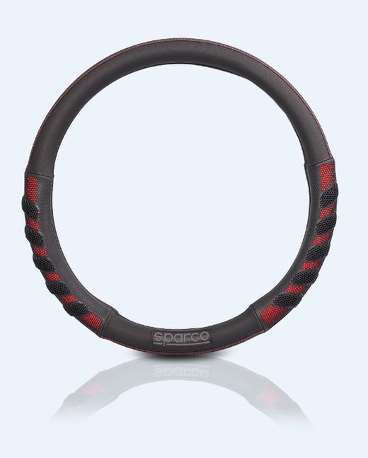 COUVERTURE DE VOLANT SPARCO EN PVC NOIR ET ROUGE