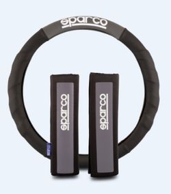 COUVRE VOLANT + 2 PLAQUETTES SPARCO NOIRES ET GRISES