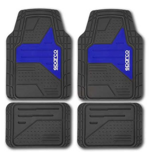 ENSEMBLE DE TAPIS EN PVC NOIR ET BLEU SPARCO