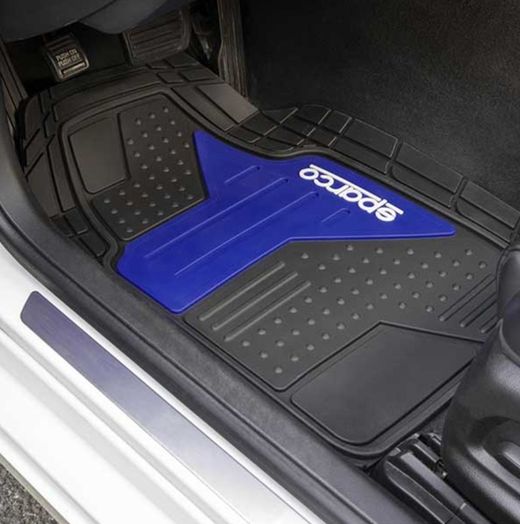 ENSEMBLE DE TAPIS EN PVC NOIR ET BLEU SPARCO