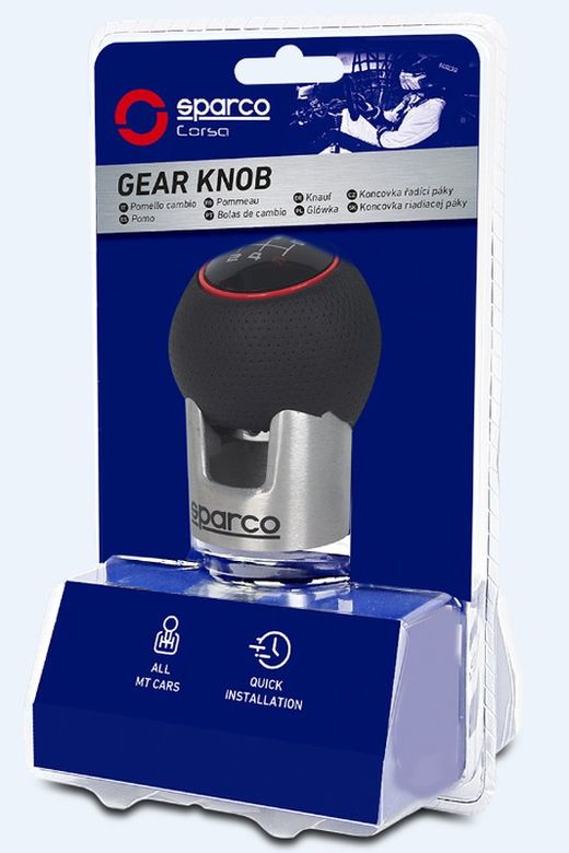 POMMEAU DE LEVIER DE VITESSES SPARCO RACING NOIR/ROUGE