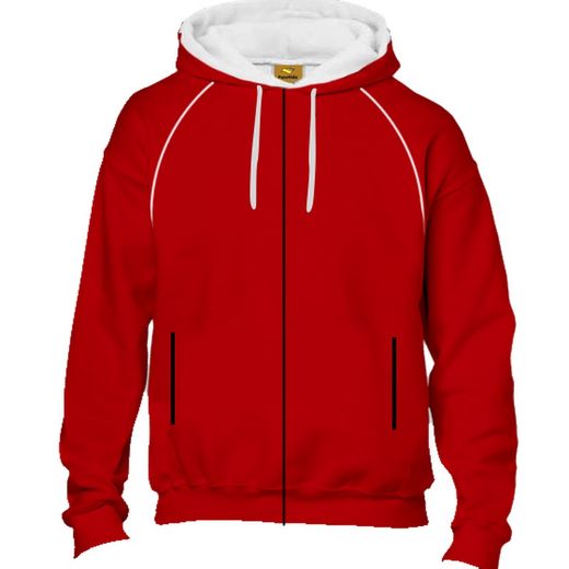 Sudadera Flora con Cremallera y Vivo roja y blanca